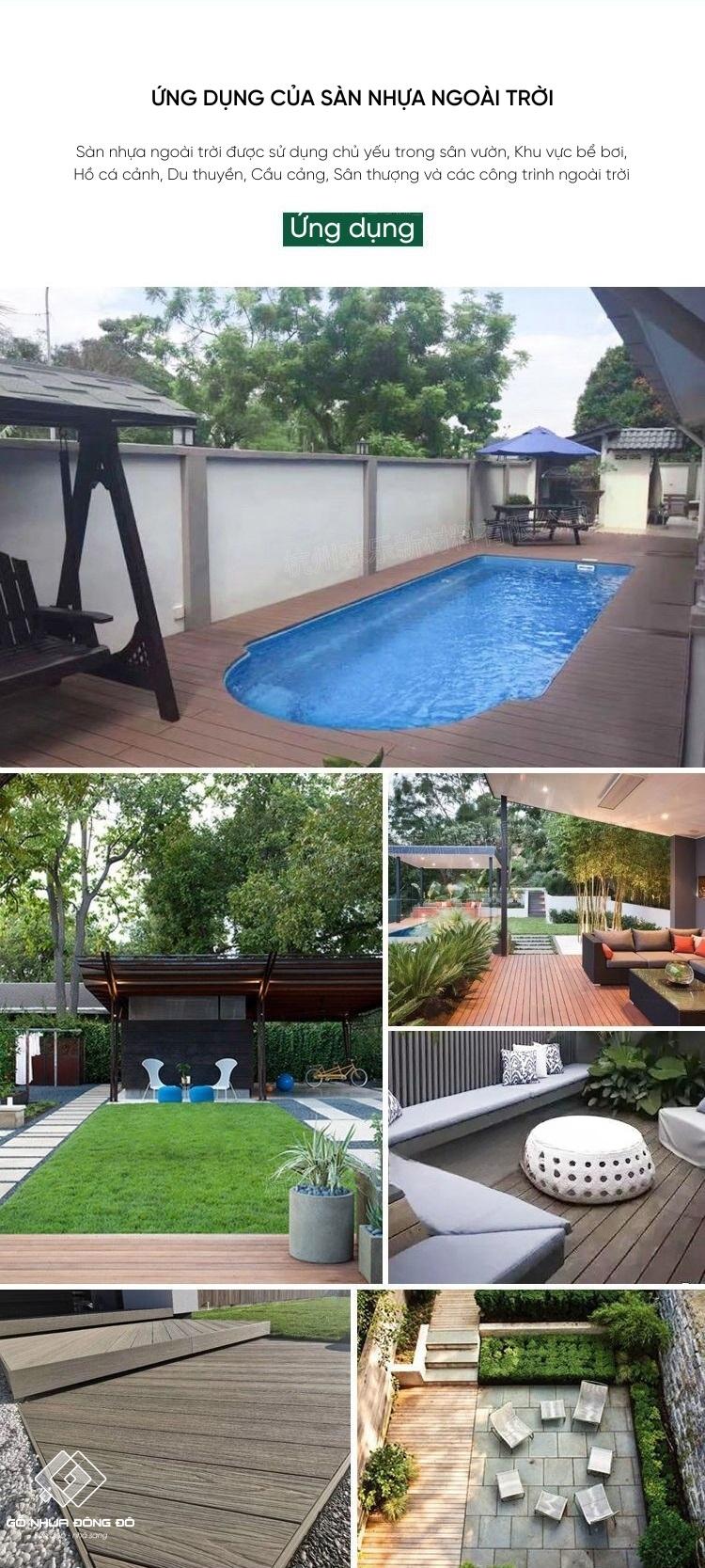 Sàn Nhựa Ngoài Trời GD14521 – Chống Trơn, Bền Màu 10 Năm 21 Ứng Dụng Sàn Nhựa Ngoài Trời Gỗ Nhựa Đông Đô - Đa Dạng Không Gian