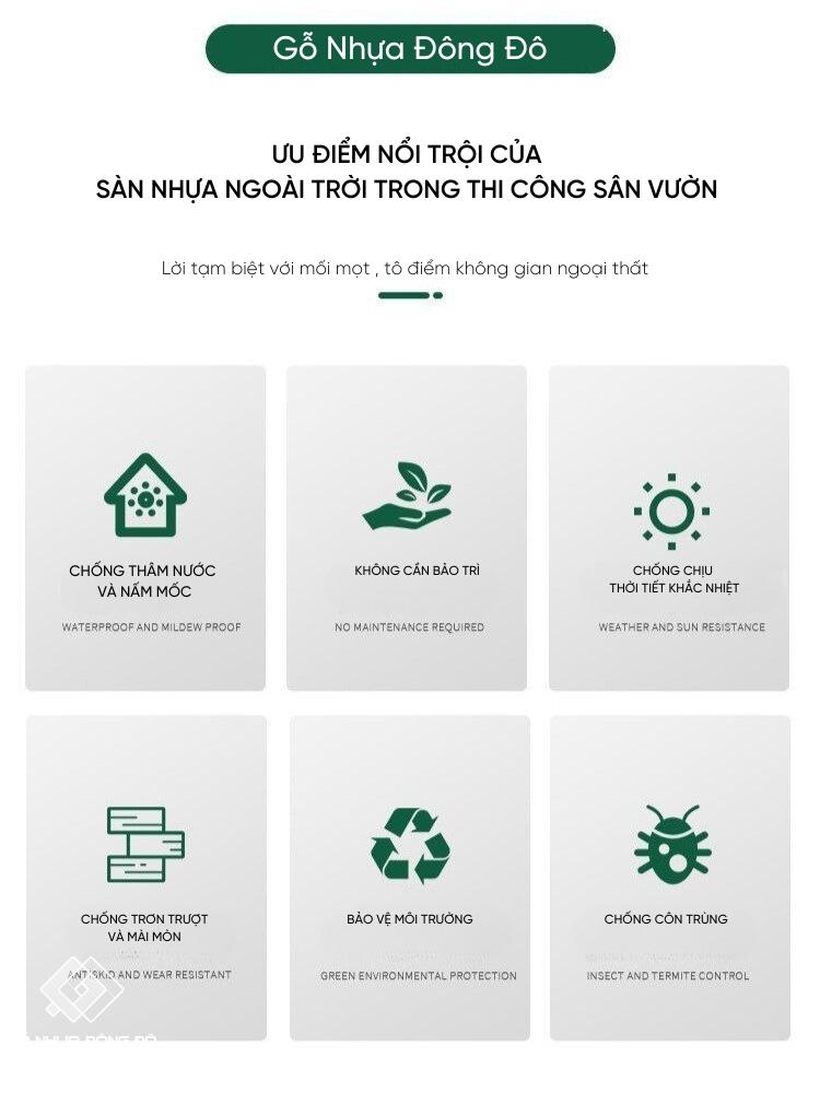Sàn Nhựa Ngoài Trời GD14521 – Chống Trơn, Bền Màu 10 Năm 15 Ưu Điểm Nổi Trội Sàn Nhựa Ngoài Trời Gỗ Nhựa Đông Đô - Thi Công Dễ Dàng, Bền Đẹp