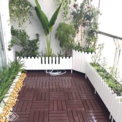 Tấm lát sàn ban công - vỉ gỗ nhựa ban công - gỗ ban công ngoài trời - GDV02 Red Brown 5 Vi Go Nhua Ban Cong Gd012