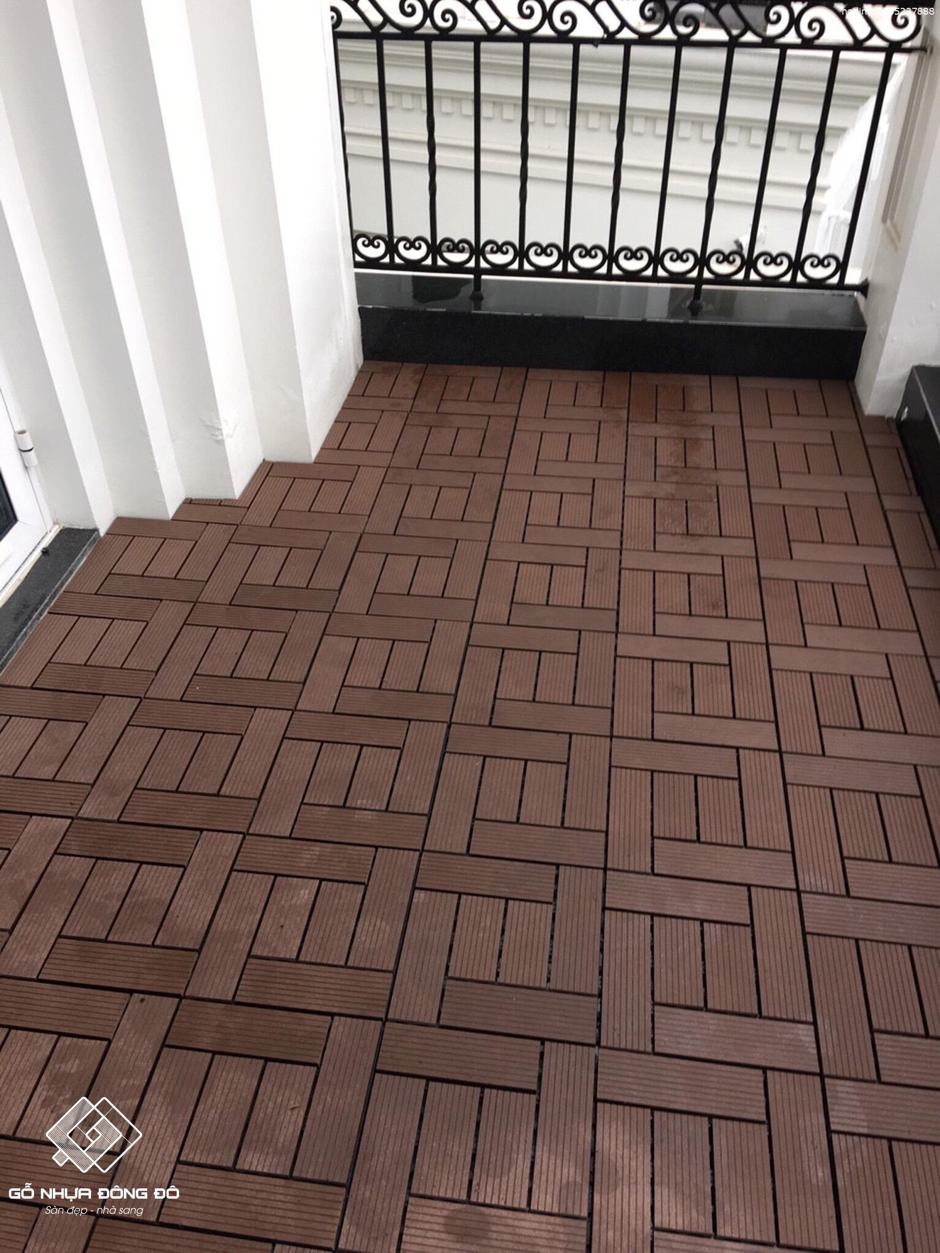 Vỉ gỗ nhựa lát ban công - sàn nhựa ban công ngoài trời - vỉ nhựa lót sàn ban công - HG02 Red Brown 6 Vỉ Gỗ Nhựa Lát Ban Công Hg02 Red Brown