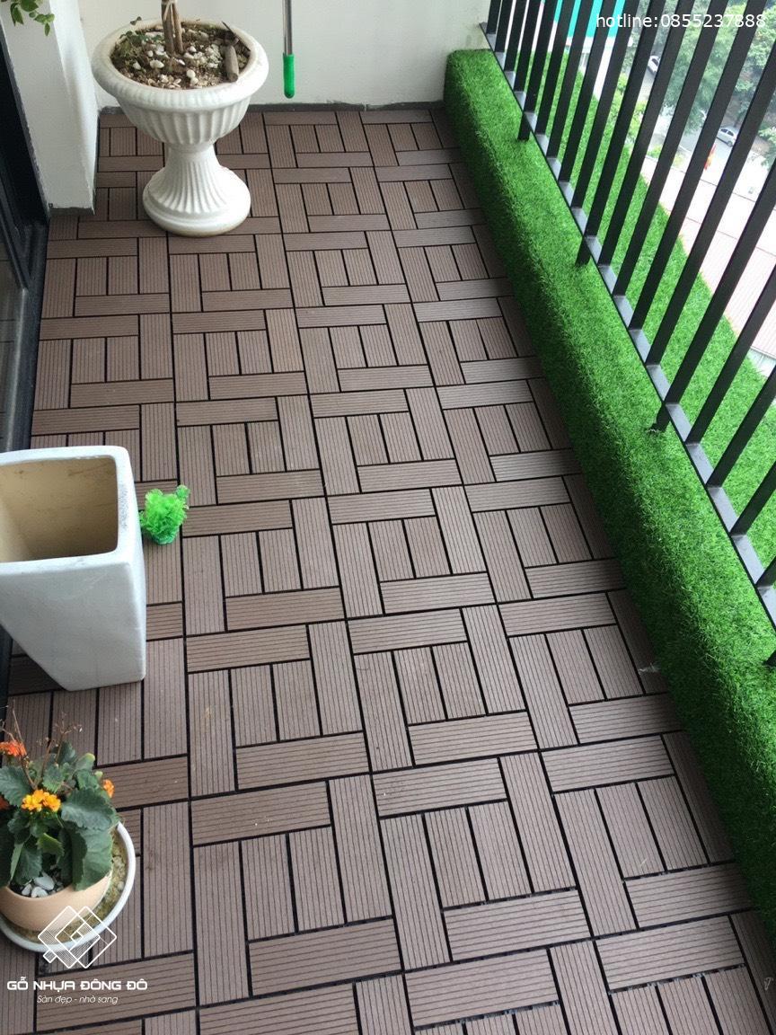 Vỉ gỗ nhựa lát ban công - sàn nhựa ban công ngoài trời - vỉ nhựa lót sàn ban công - HG02 Red Brown 9 Vỉ Nhựa Lót Sàn Ban Công Hg02 Red Brown