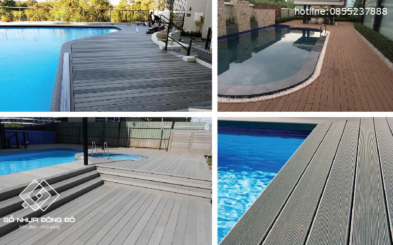 Sàn gỗ nhựa composite WPC Đông Đô lát xung quanh hồ bơi