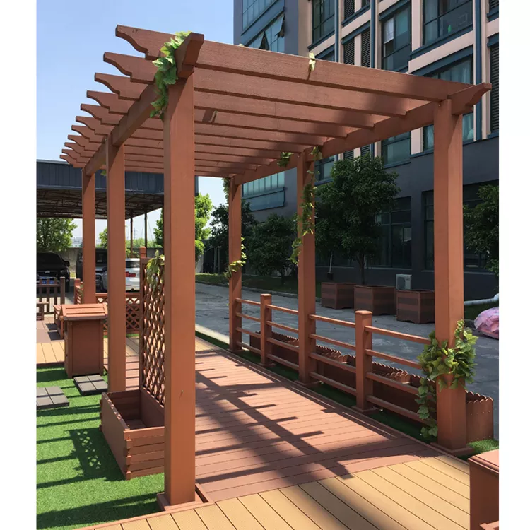 Giàn hoa pergola sân thượng bằng gỗ nhựa composite