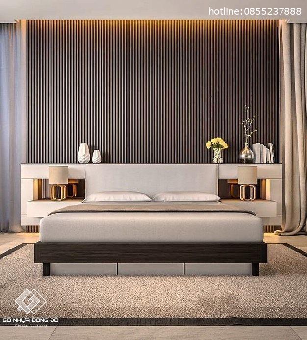 Tấm ốp lam sóng trang trí vách đầu giường phòng ngủ