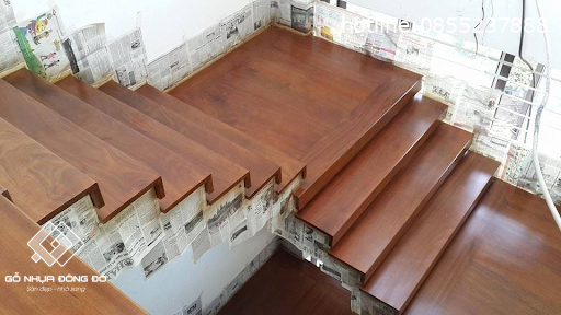 Cầu thang nhựa composite vuông ốp full bậc