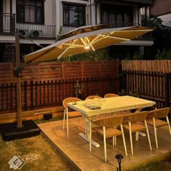Dù lệch tâm có đèn led - ô che lệch tâm sân vườn 26 Du Che Lech Tam 2