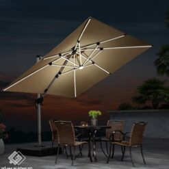 Dù lệch tâm có đèn led - ô che lệch tâm sân vườn 16 Du Che Lech Tam 9