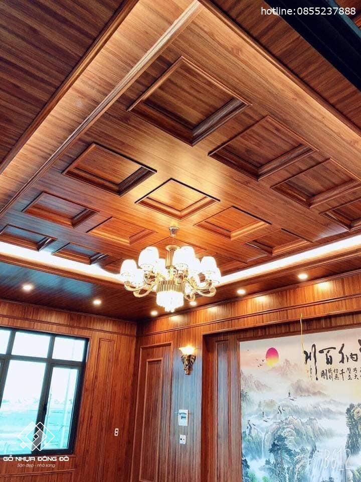Trần nhựa tiết kiệm sau khi lắp đặt xong, mang lại vẻ đẹp hiện đại