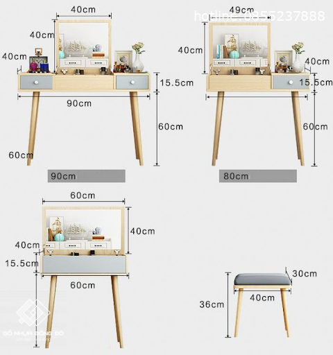 Kích thước bàn trang điểm mini gọn nhẹ Kích Thước Bàn Trang Điểm Mini Gọn Nhẹ